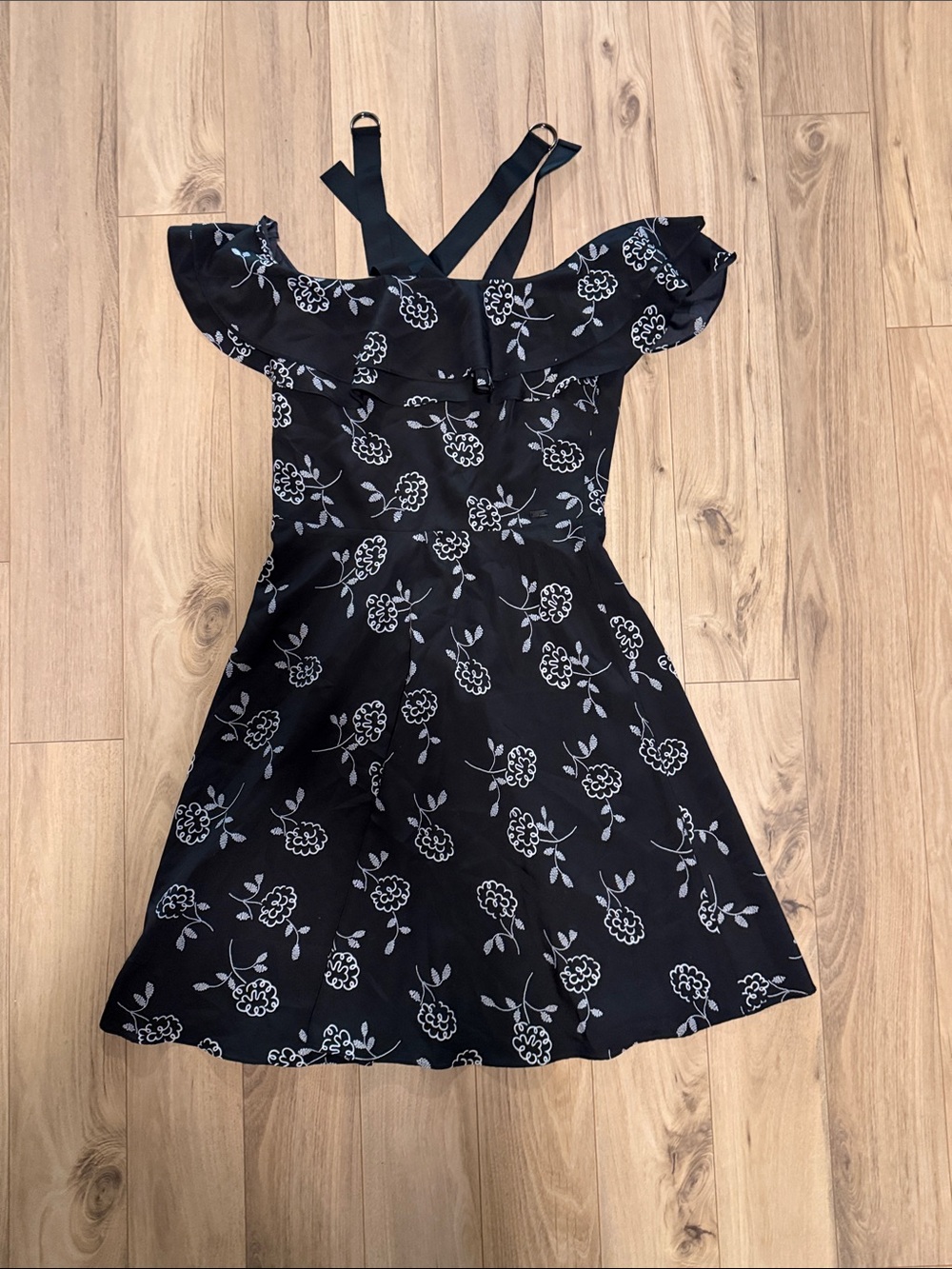 Armani Exchange Black Floral Off-Shoulder Dress
